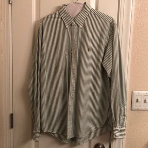 Green striped Ralph-Lauren button-up shirt